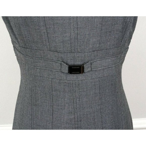 Last Chance!! TAHARI ASL Gray Sleeveless A-Line Career Dress - Picture 3 of 5